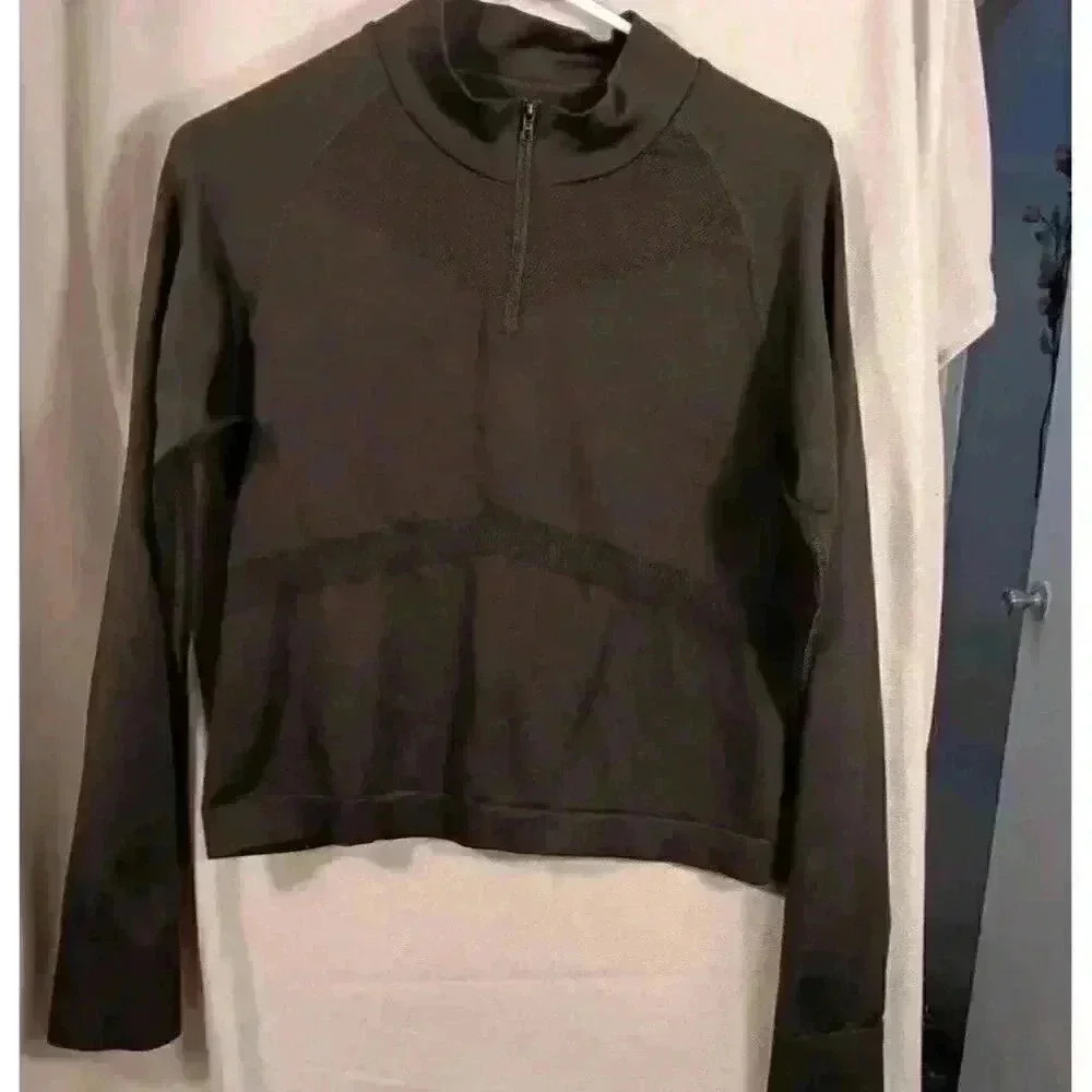PINK Active Sports Cropped Running Top Women's Black Size‎ XL Thumb Hole